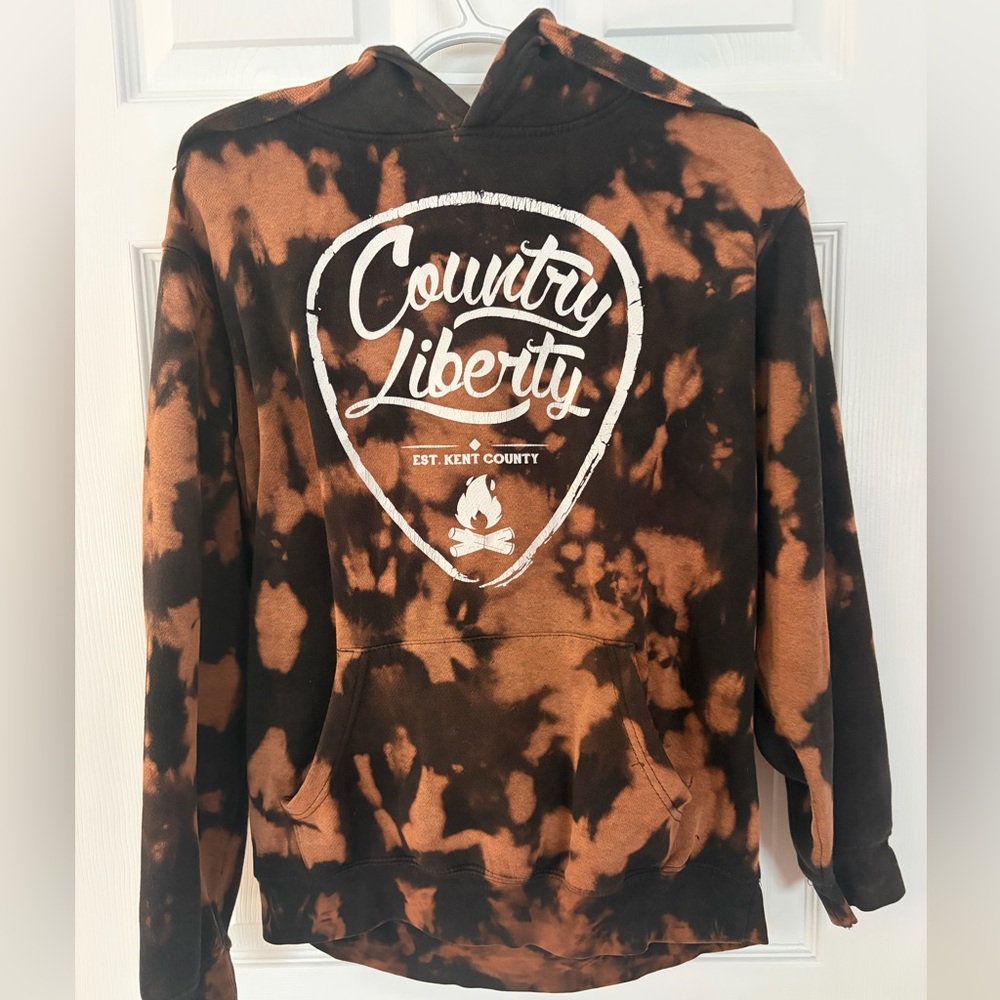 Black & Rust Tie-Dye Pullover Hoodie